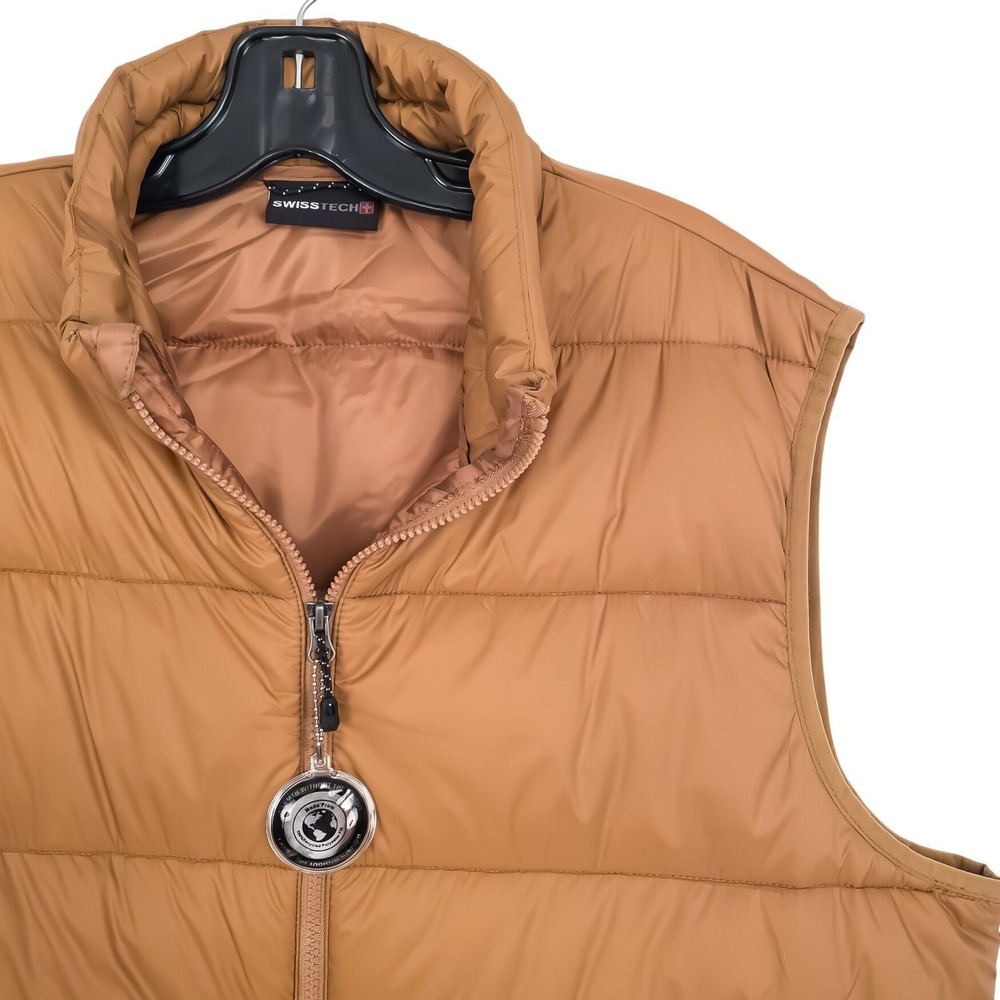 Swiss Tech Puffer‎ Vest Mens XL Brown PeakRepel Water Repellent Nylon